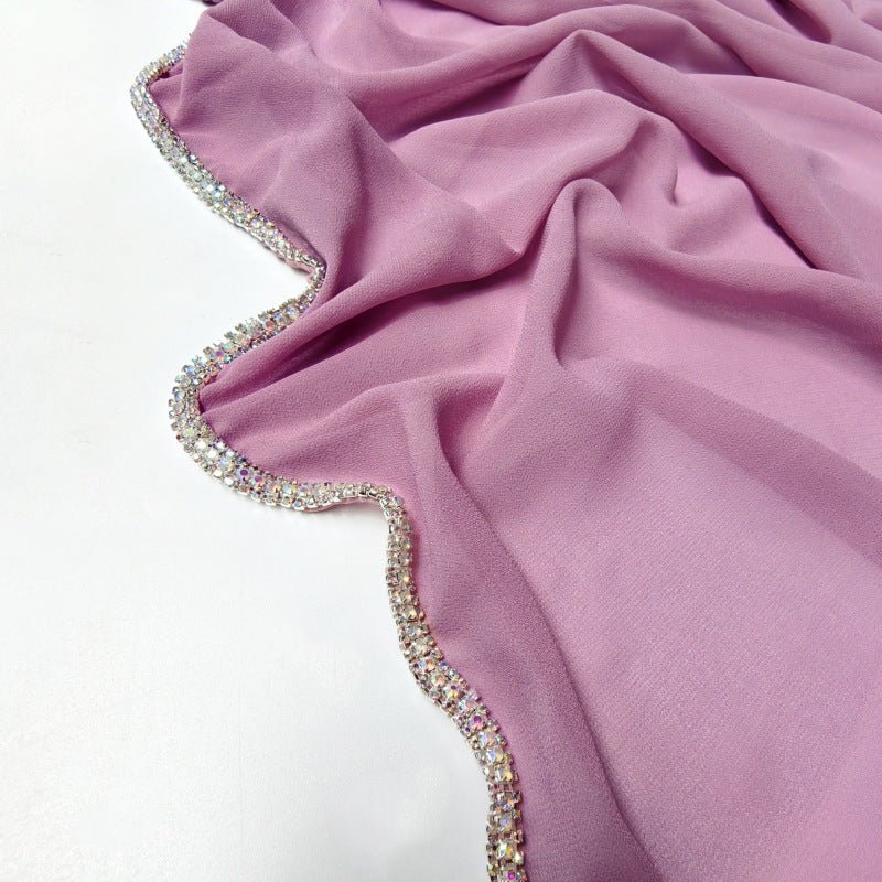 Mariam's Collection Diamond Trimmed Chiffon Hijab(MH087) — product on model
