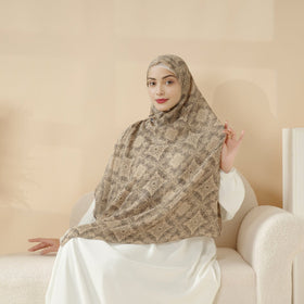 MH094 Printed Pleated Cotton and Linen Blend Shawl