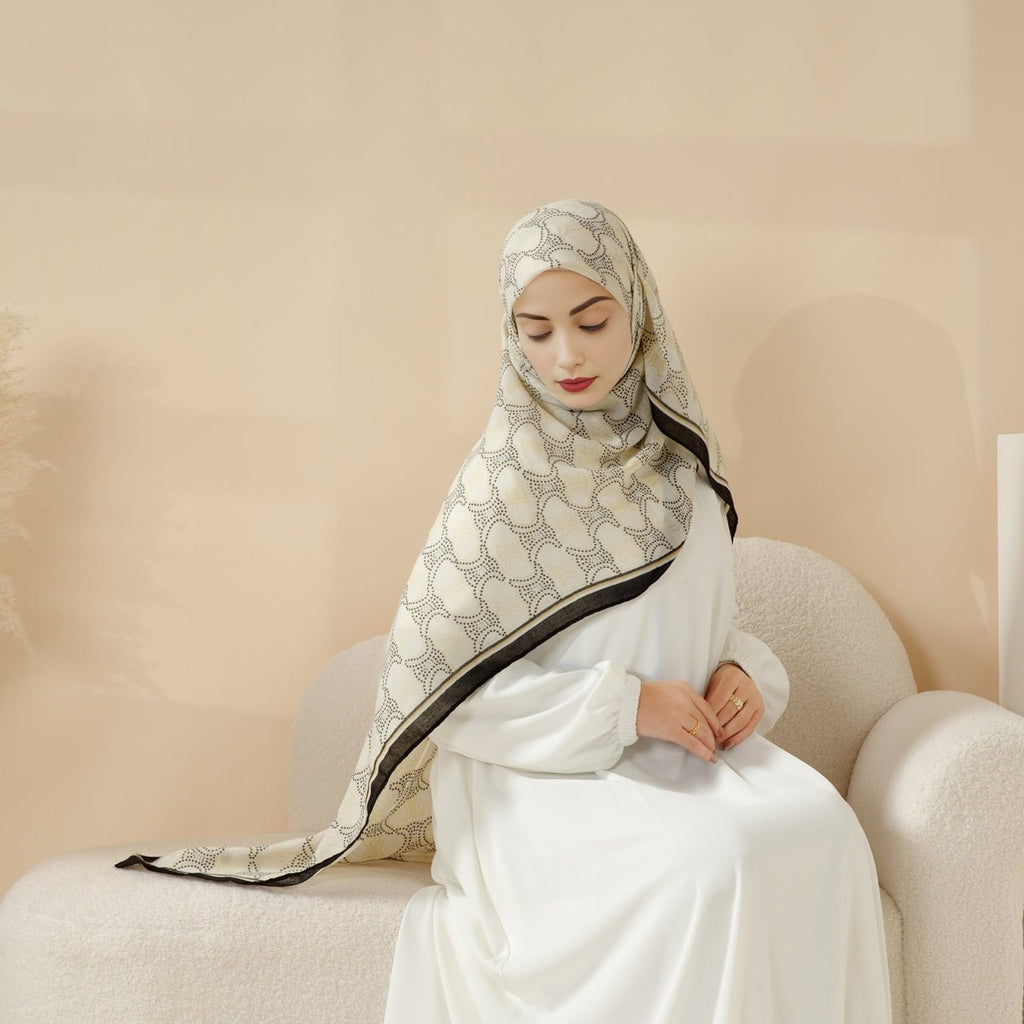 Mariam's Collection MH095 Printed Colorblock Geometric and Natural Floral Pattern Cotton and Linen… — detail shot 10