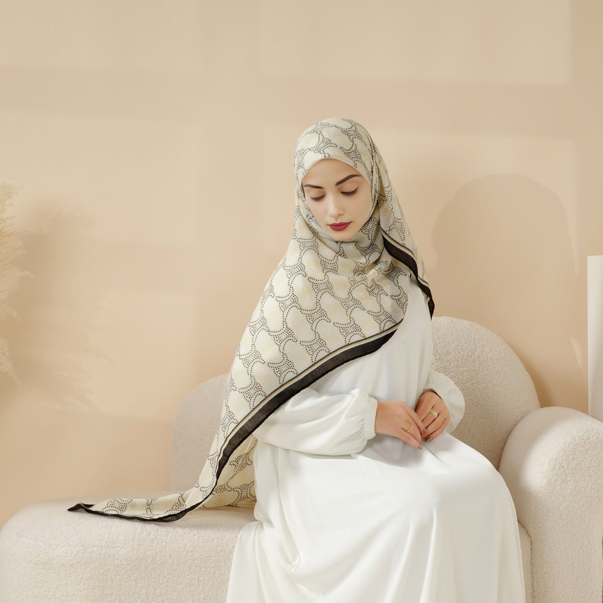 Mariam's Collection MH095 Printed Colorblock Geometric and Natural Floral Pattern Cotton and Linen… — detail shot 10