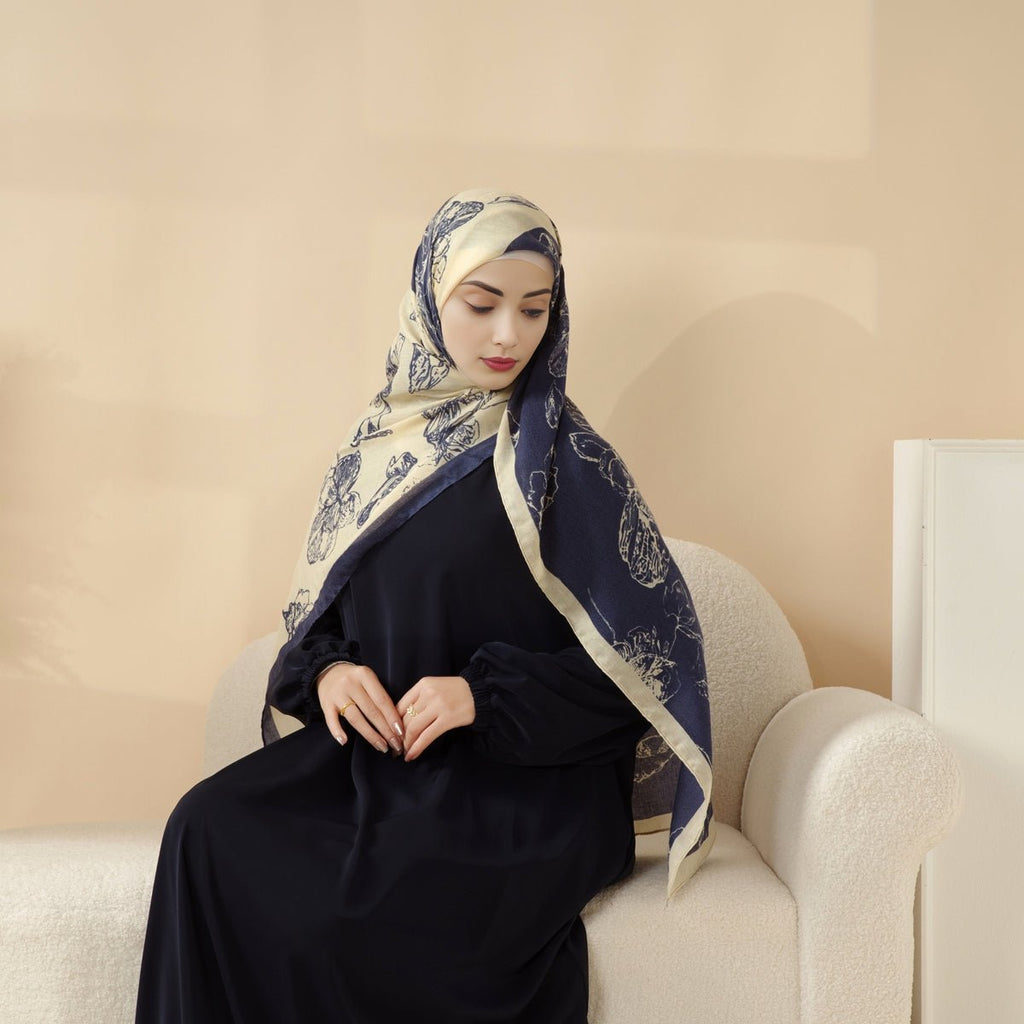 Mariam's Collection MH095 Printed Colorblock Geometric and Natural Floral Pattern Cotton and Linen… — detail shot 6