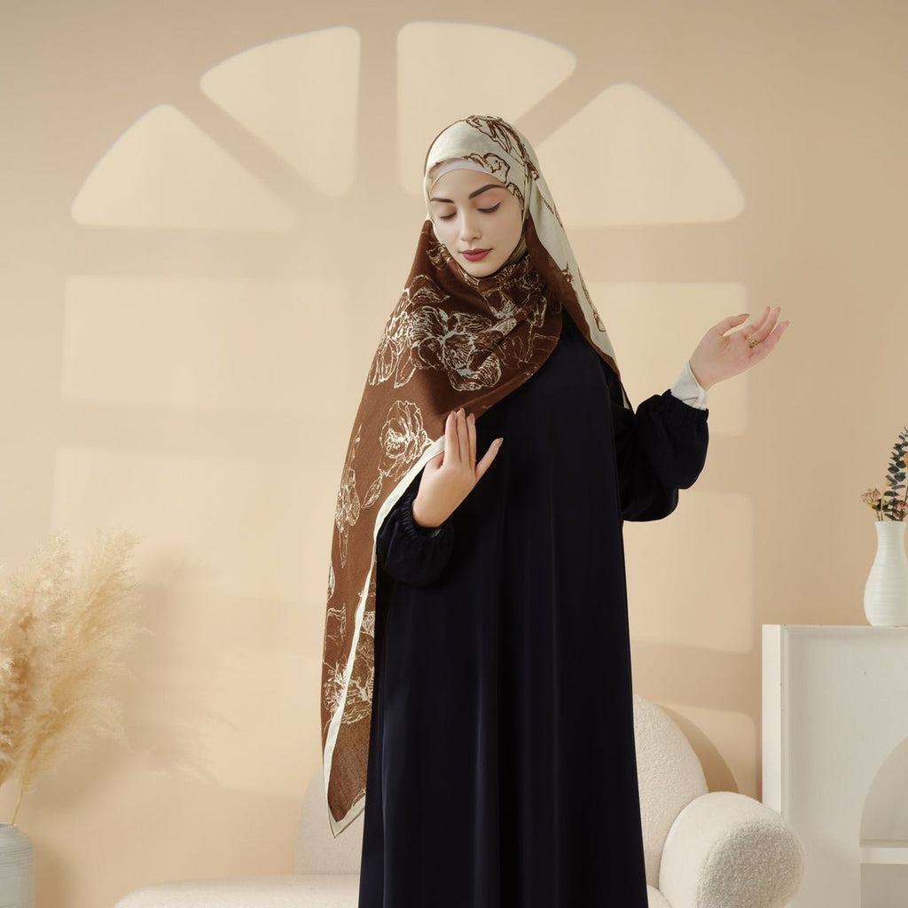 Mariam's Collection MH095 Printed Colorblock Geometric and Natural Floral Pattern Cotton and Linen… — lifestyle worn / used context