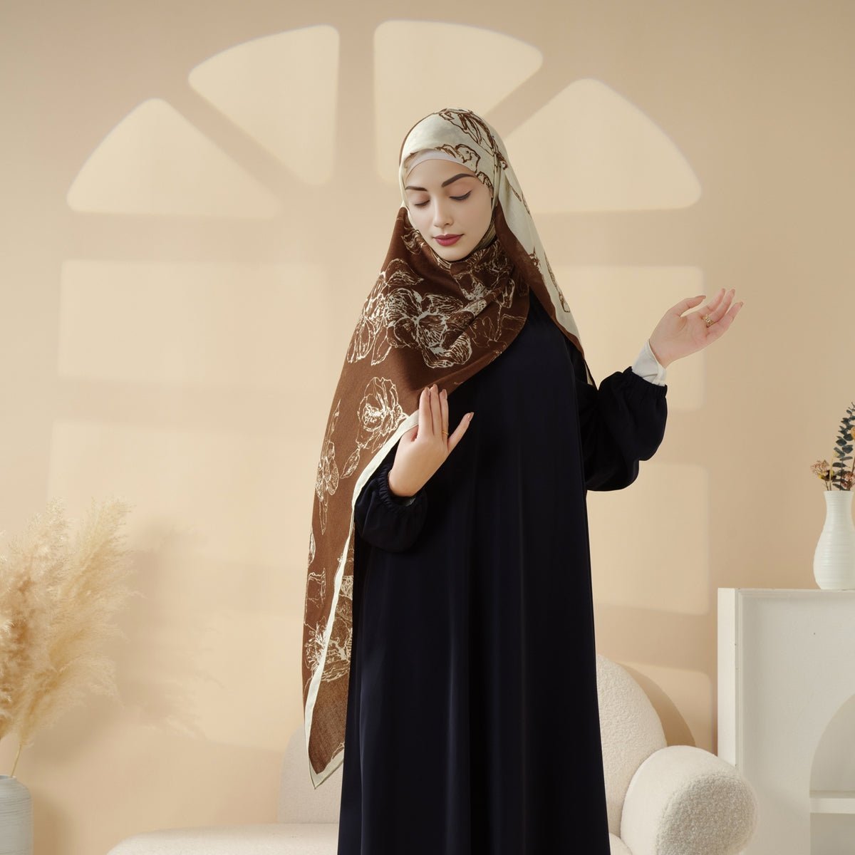 Mariam's Collection MH095 Printed Colorblock Geometric and Natural Floral Pattern Cotton and Linen… — lifestyle worn / used context