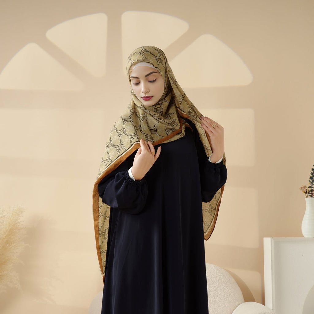 Mariam's Collection MH095 Printed Colorblock Geometric and Natural Floral Pattern Cotton and Linen Blend Shawl — comparison s