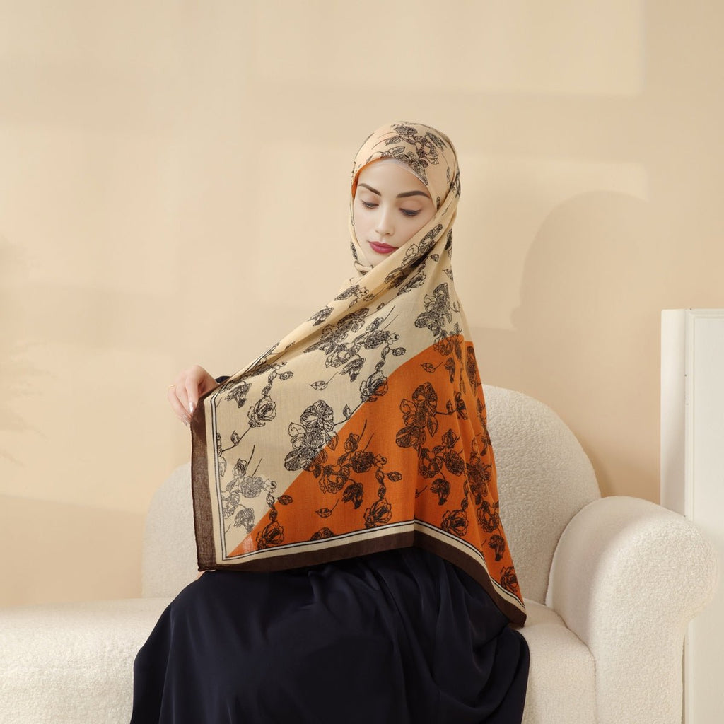 Mariam's Collection MH095 Printed Colorblock Geometric and Natural Floral Pattern Cotton and Linen… — Mariam's Collection branding close-up