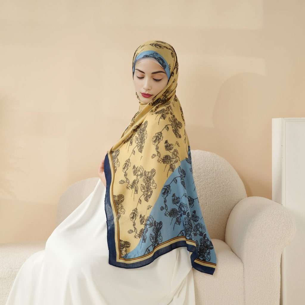Mariam's Collection MH095 Printed Colorblock Geometric and Natural Floral Pattern Cotton and Linen… — product category context