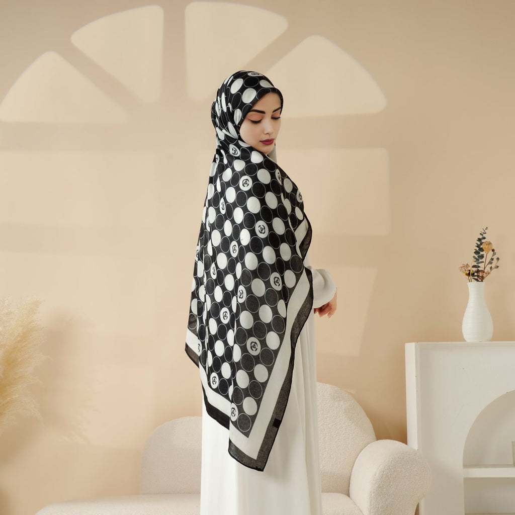 Mariam's Collection MH095 Printed Colorblock Geometric and Natural Floral Pattern Cotton and Linen… — detail shot 9