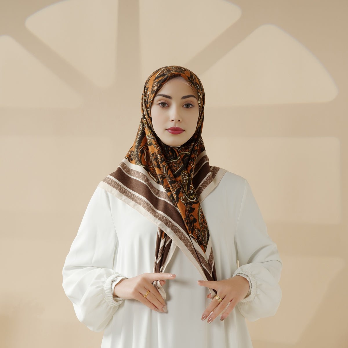 Mariam's Collection Mariam's Collection MH096 Printed Cashmere Touch Square Hijab — detail shot 9