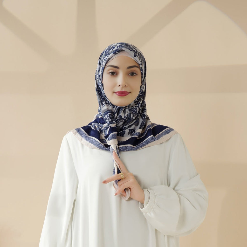 Mariam's Collection Mariam's Collection MH096 Printed Cashmere Touch Square Hijab — detail shot 7
