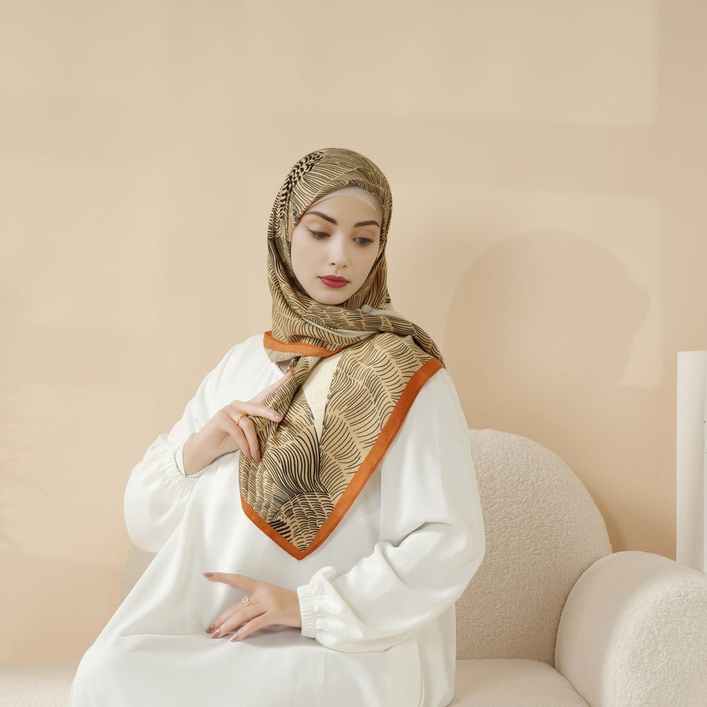 Mariam's Collection Mariam's Collection MH096 Printed Cashmere Touch Square Hijab — main product shot
