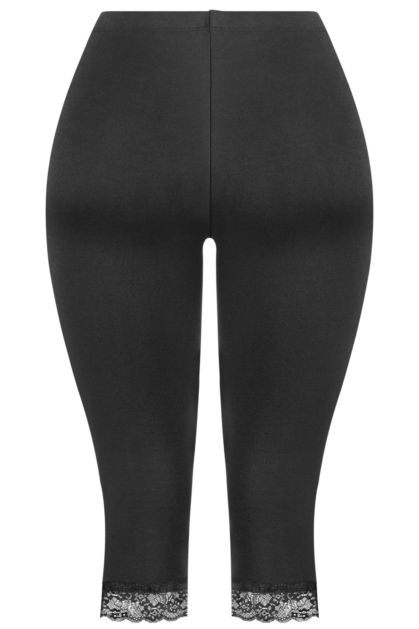 Mid-Waisted Capri Lace Trim Leggings – Made in USA