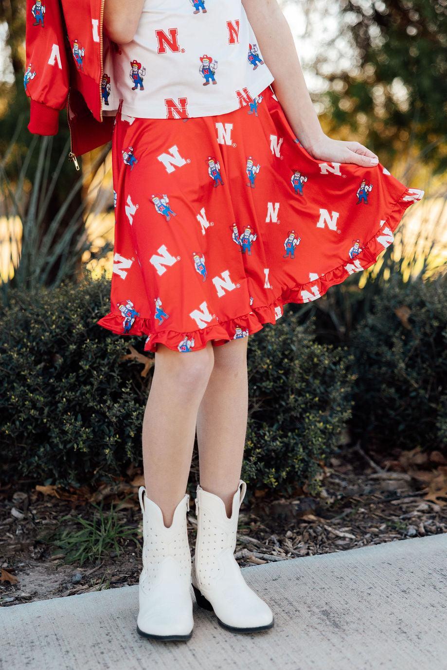 Mila & Rose ® Nebraska Red Herbie Husker Twirl Skort — main product shot