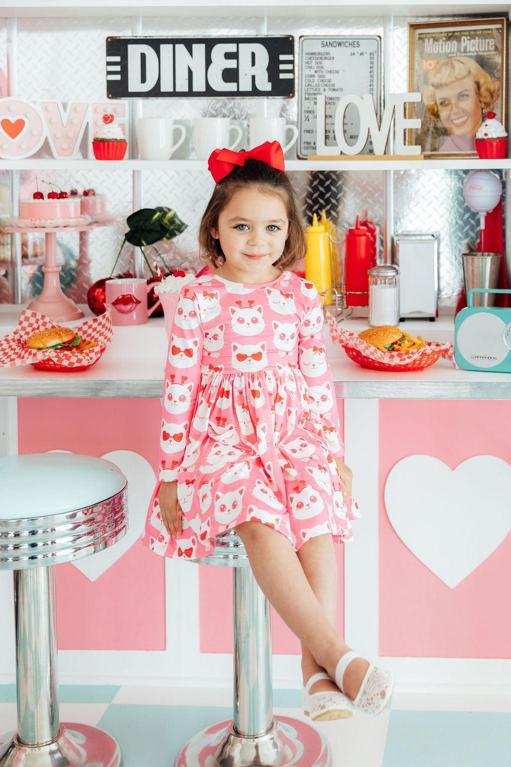 Mila & Rose ® Cutie Cat L/S Pocket Twirl Dress — lifestyle context