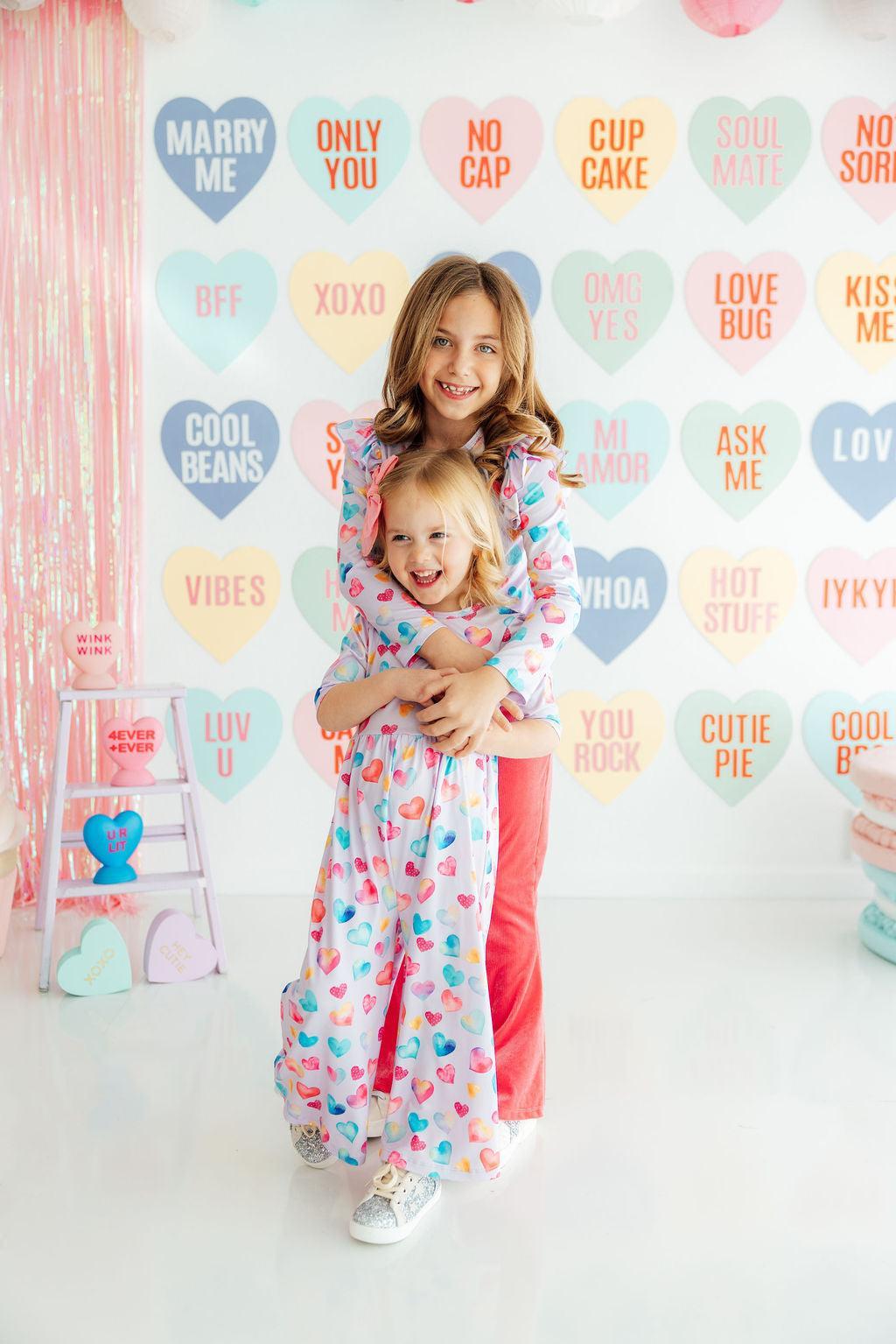 Mila & Rose ® Watercolor Kisses Wide Leg Jumpsuit — detail close-up
