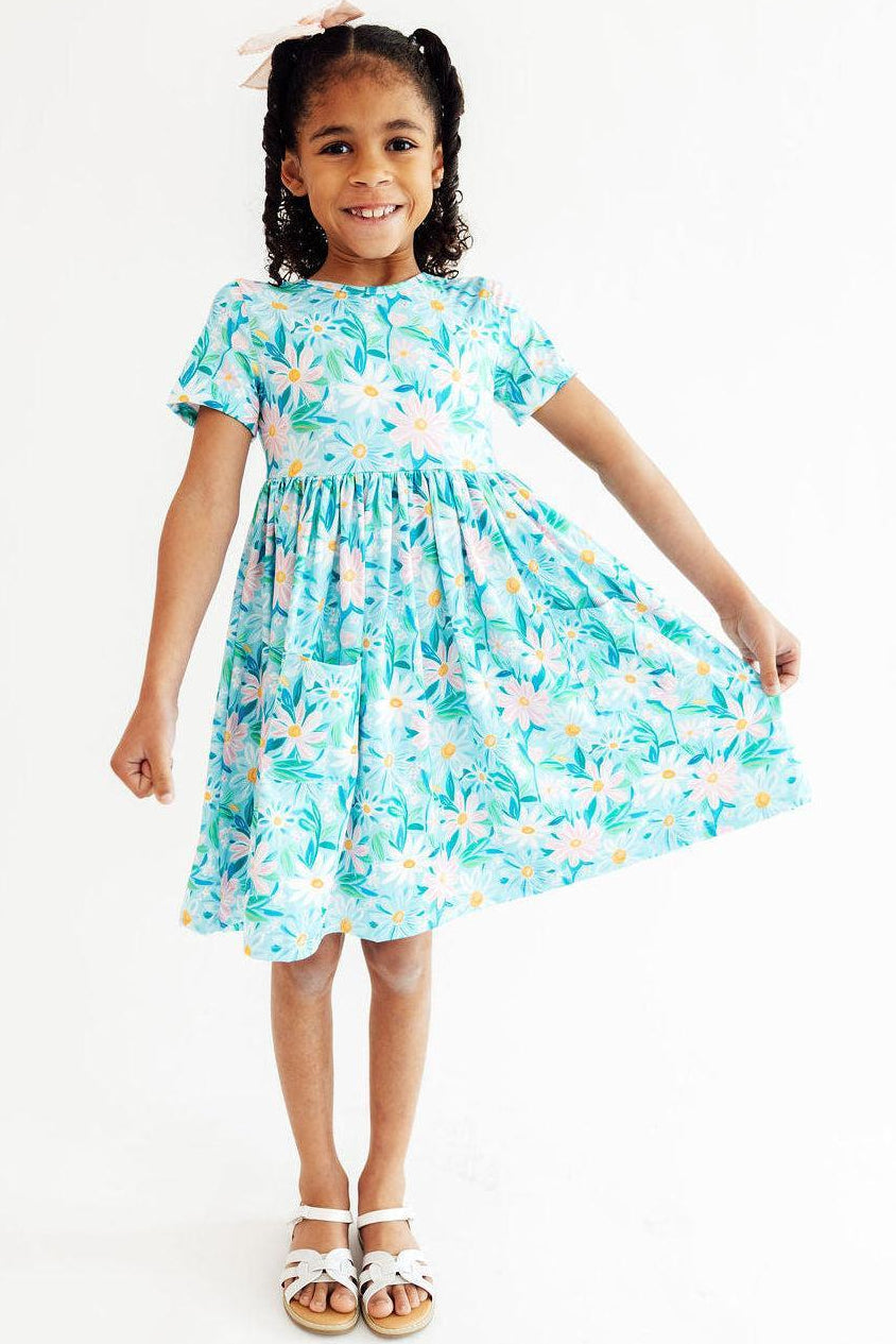 Mila & Rose ® Preppy Daisies S/S Pocket Twirl Dress — back view