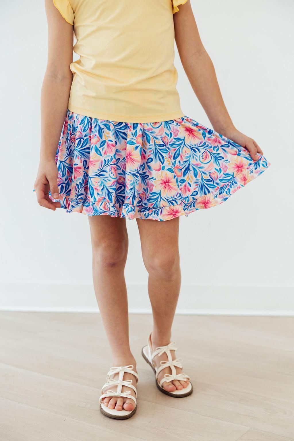 Mila & Rose ® Watercolor Floral Ruffle Twirl Skort — main product shot