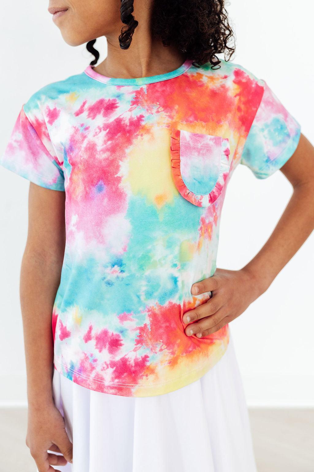 Mila & Rose ® Far Out Ruffle Pocket Tee — detail close-up