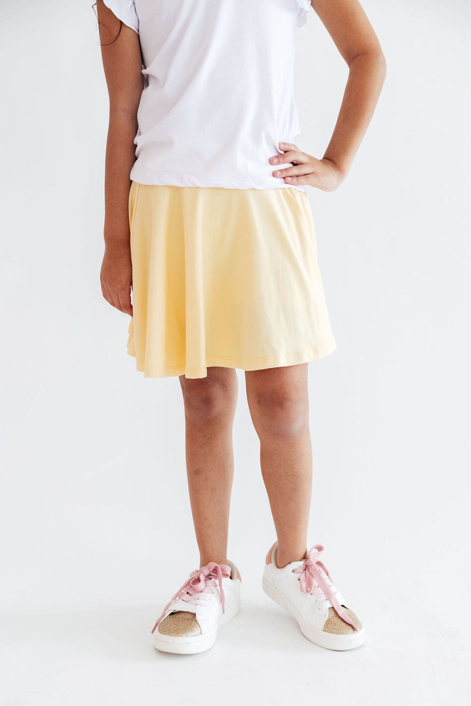 Mila & Rose ® Butter Yellow Twirl Skort — lifestyle context