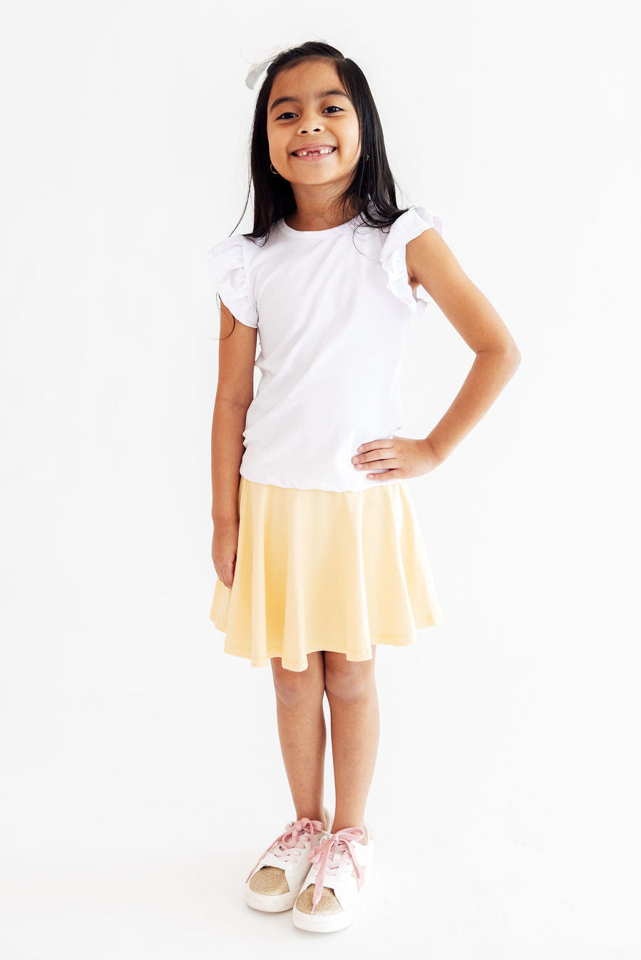 Mila & Rose ® Butter Yellow Twirl Skort — detail close-up