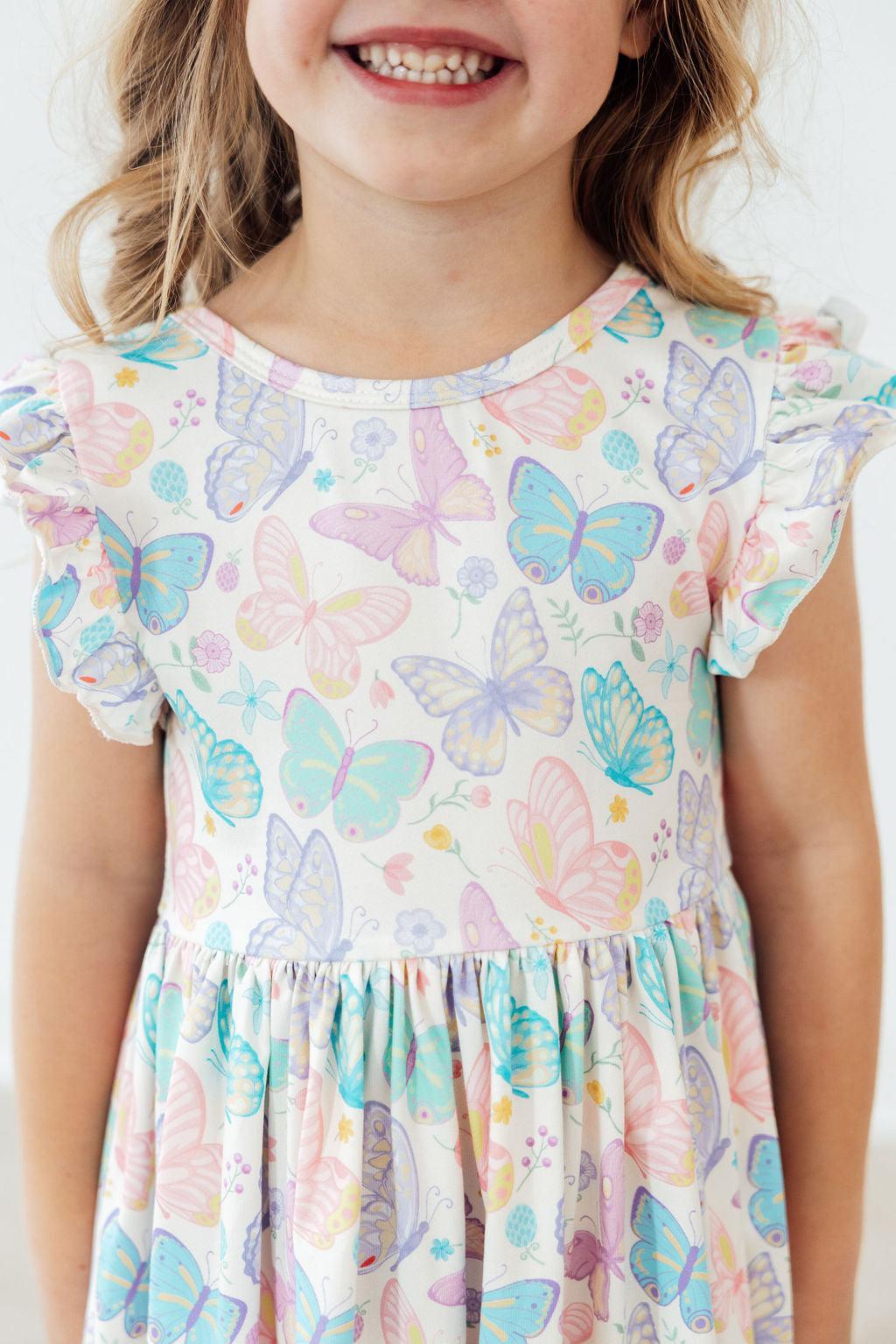 Mila & Rose ® Fluttering Butterflies Flutter Sleeve Twirl Dress — main product shot