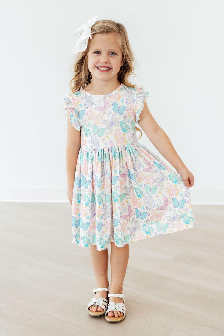 Mila & Rose ® Fluttering Butterflies Flutter Sleeve Twirl Dress — lifestyle context