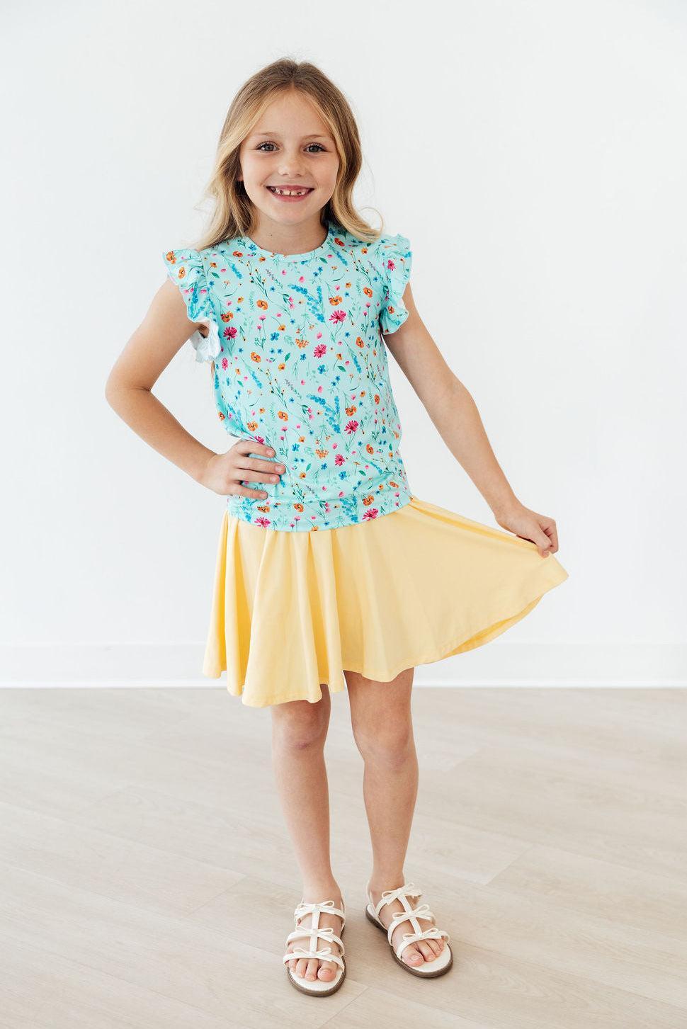 Mila & Rose ® Bluebell Breeze S/S Ruffle Tee — side view