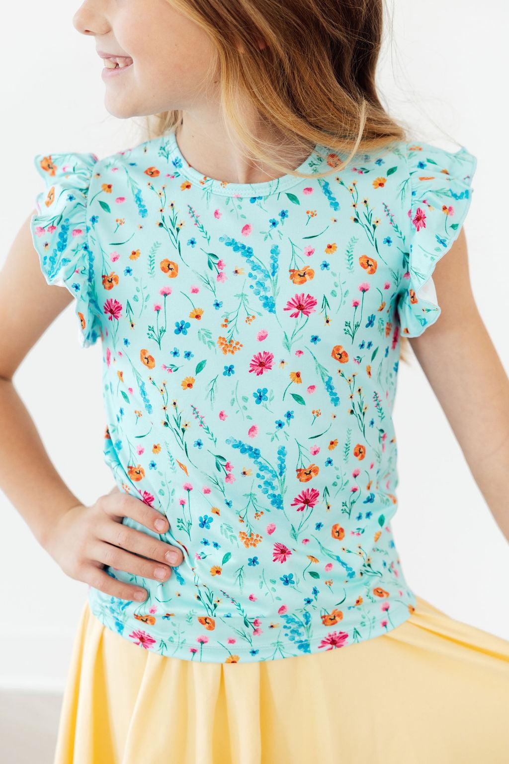 Mila & Rose ® Bluebell Breeze S/S Ruffle Tee — detail close-up