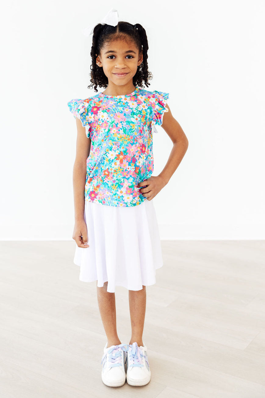 Mila & Rose ® Preppy Floral S/S Ruffle Tee — color detail