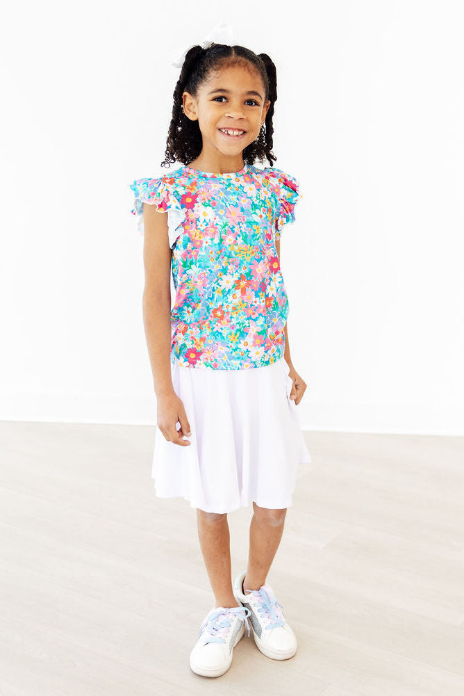 Mila & Rose ® Preppy Floral S/S Ruffle Tee — side view