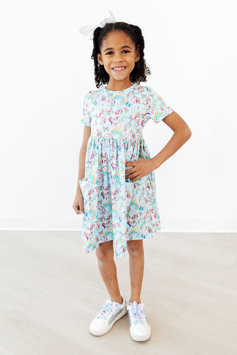 Mila & Rose ® Unicorn Queen S/S Pocket Twirl Dress — side view