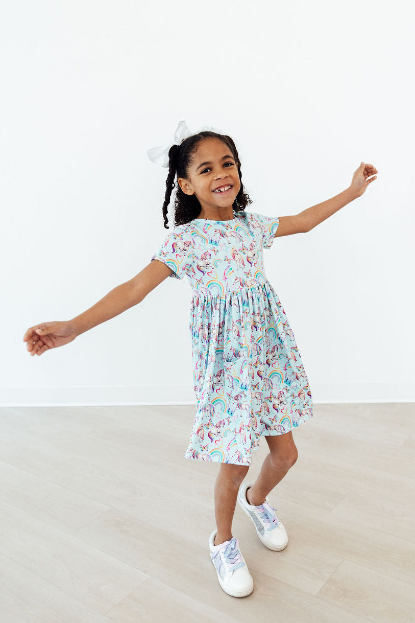 Mila & Rose ® Unicorn Queen S/S Pocket Twirl Dress — back view
