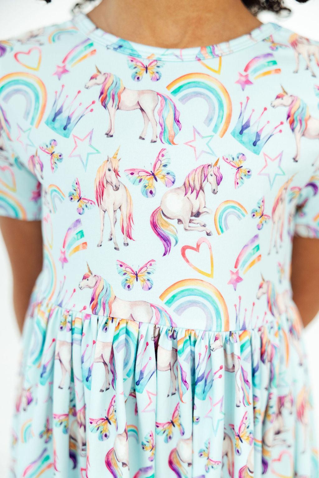 Mila & Rose ® Unicorn Queen S/S Pocket Twirl Dress — detail close-up
