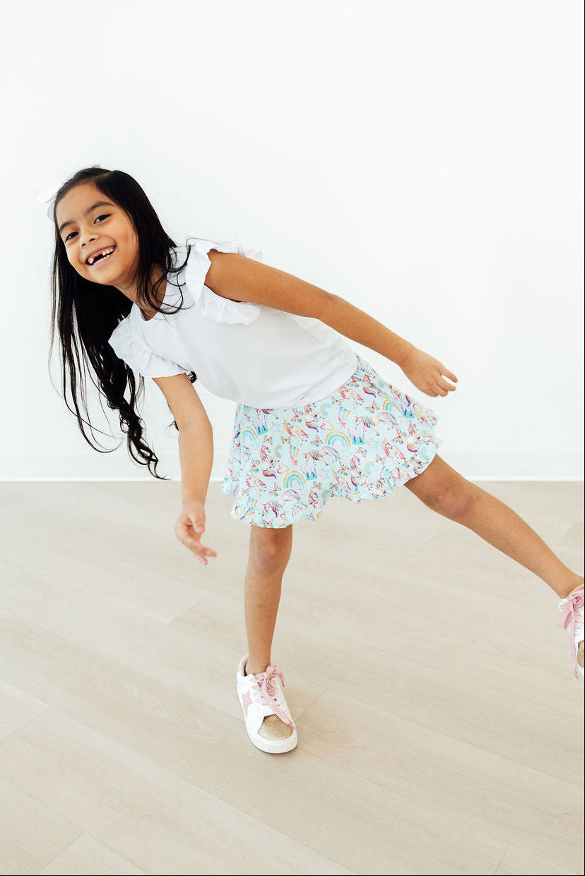 Mila & Rose ® Unicorn Queen Ruffle Twirl Skort — side view