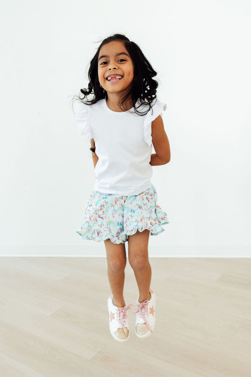 Mila & Rose ® Unicorn Queen Ruffle Twirl Skort — back view