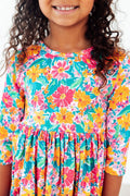 Mila & Rose ® Floral Fiesta 3/4 Sleeve Pocket Twirl Dress — main product shot