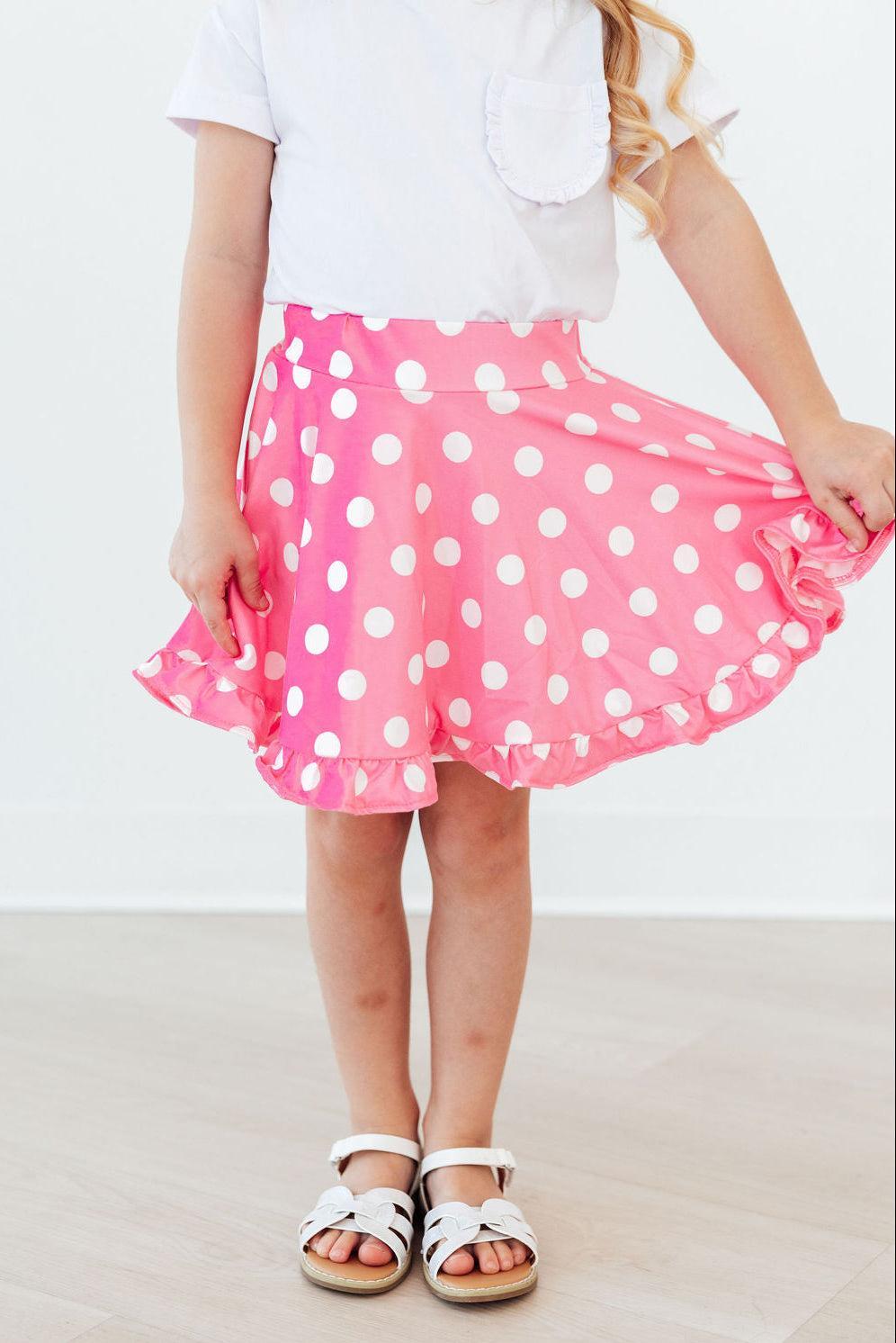 Mila & Rose ® Pink Polka Dots Ruffle Twirl Skort — lifestyle context