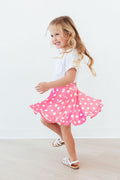 Mila & Rose ® Pink Polka Dots Ruffle Twirl Skort — main product shot