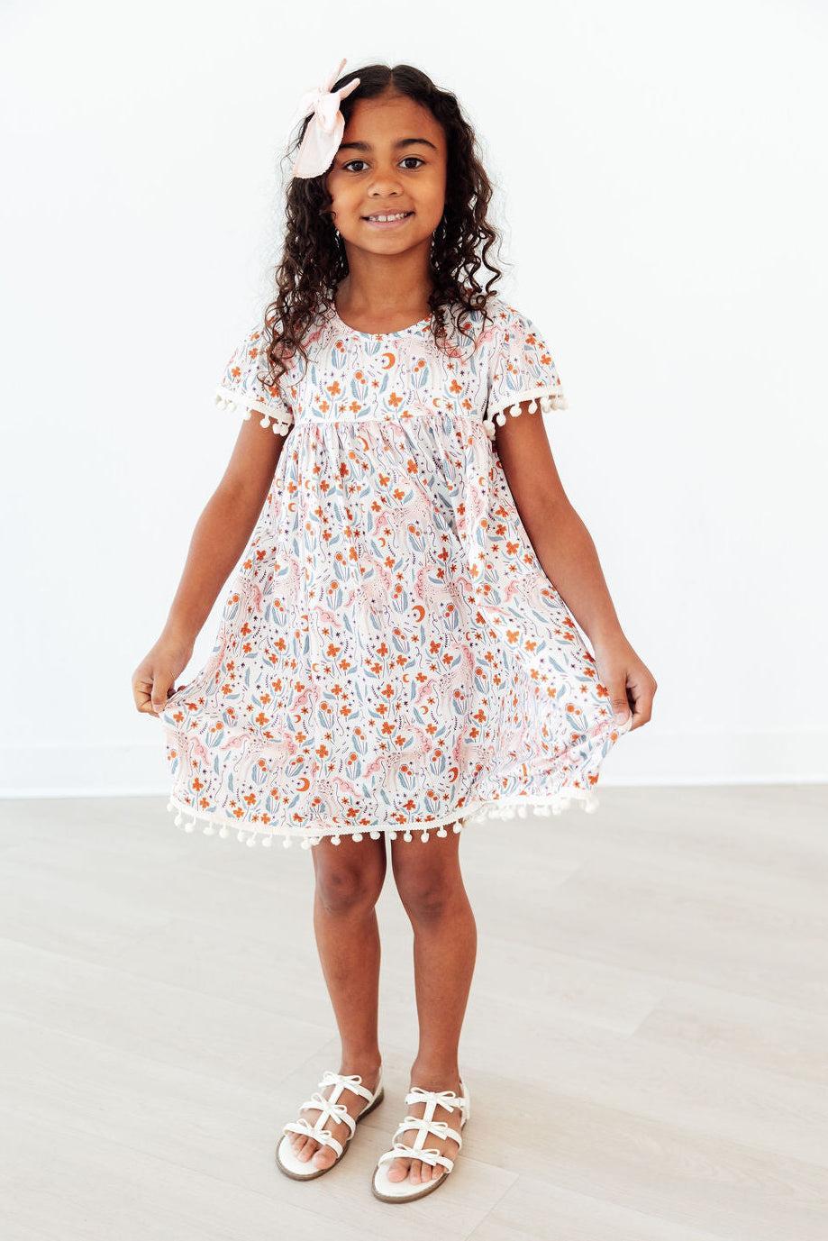 Mila & Rose ® Unicorn Soiree Pom Pom Dress — detail close-up