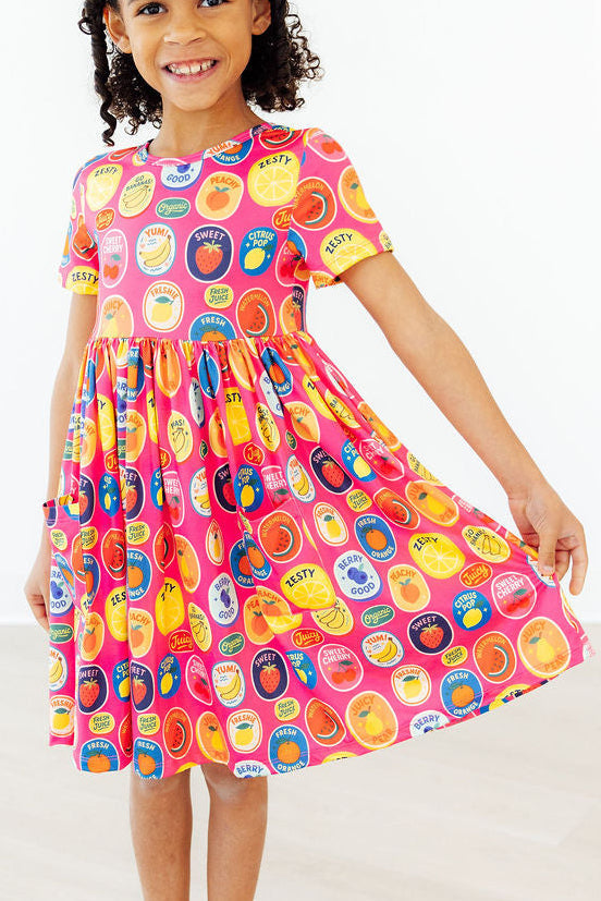 Mila & Rose ® Fresh & Fruity S/S Pocket Twirl Dress — detail close-up