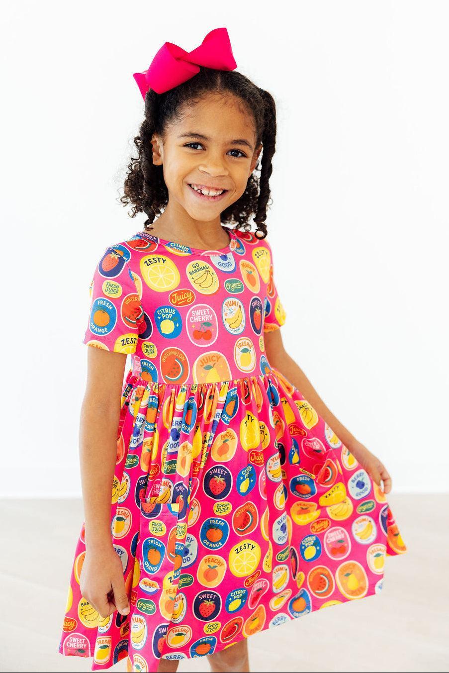 Mila & Rose ® Fresh & Fruity S/S Pocket Twirl Dress — side view