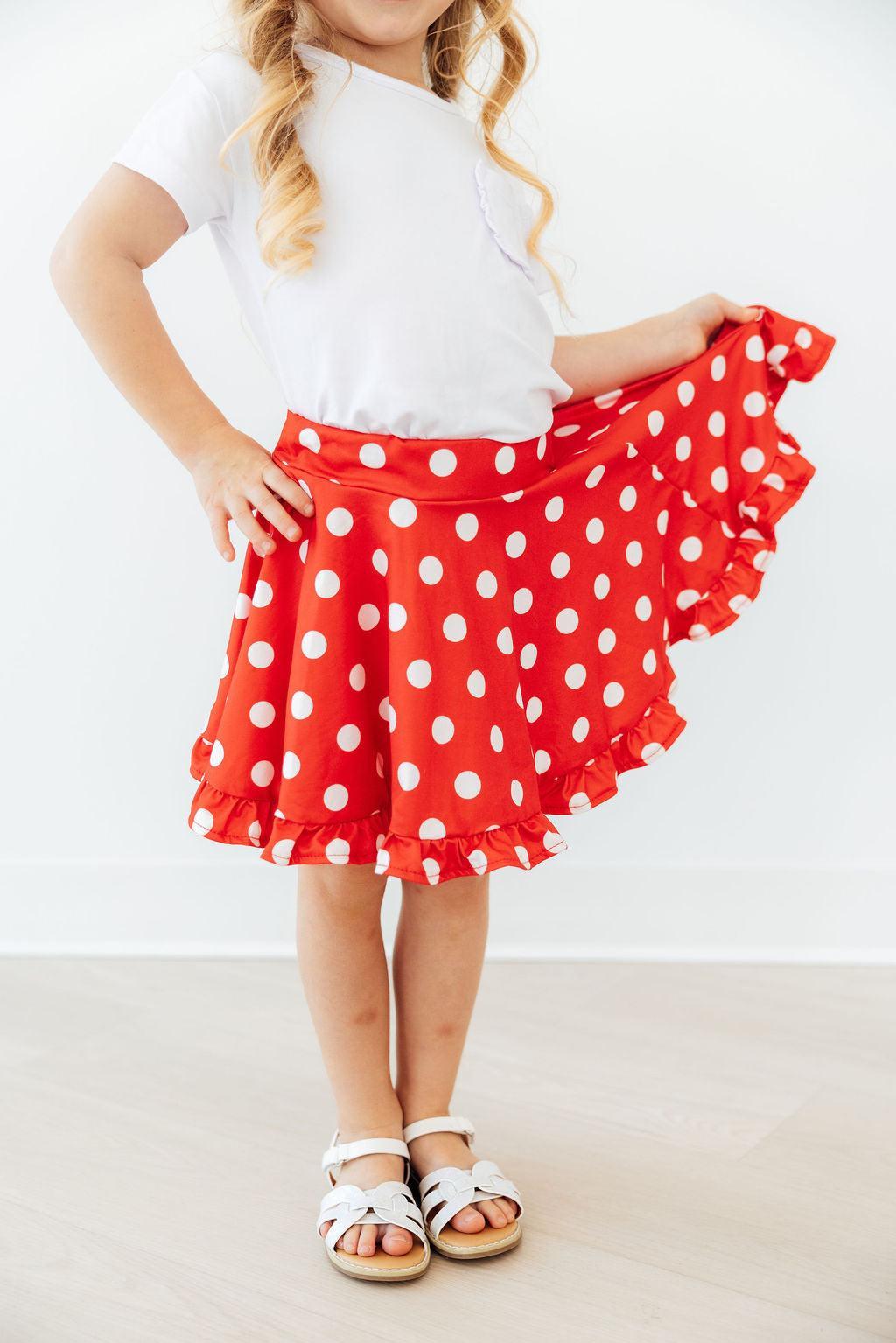 Mila & Rose ® Red Polka Dots Ruffle Twirl Skort — main product shot