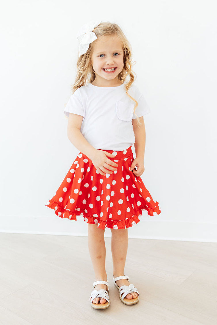 Mila & Rose ® Red Polka Dots Ruffle Twirl Skort — lifestyle context