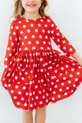 Mila & Rose ® Red Polka Dots 3/4 Sleeve Pocket Twirl Dress — main product shot