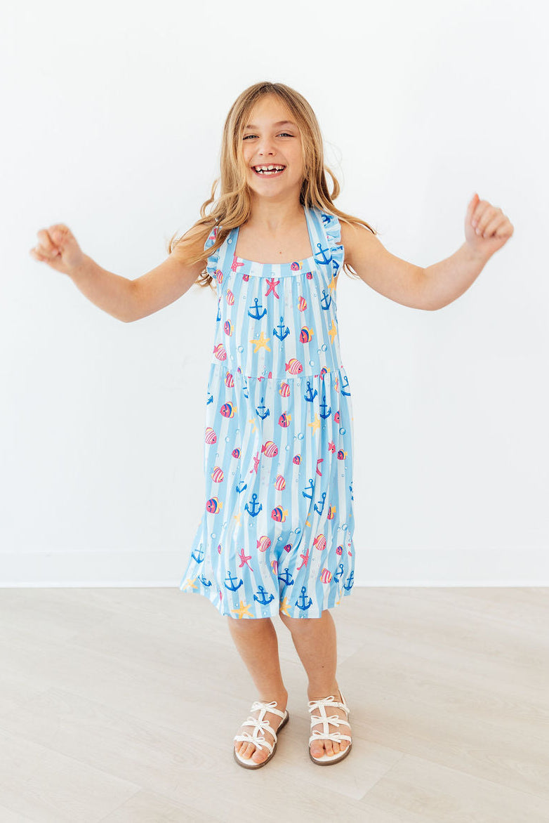 Mila & Rose ® Tidepool Treasures Ruffle Cross Back Dress — back view