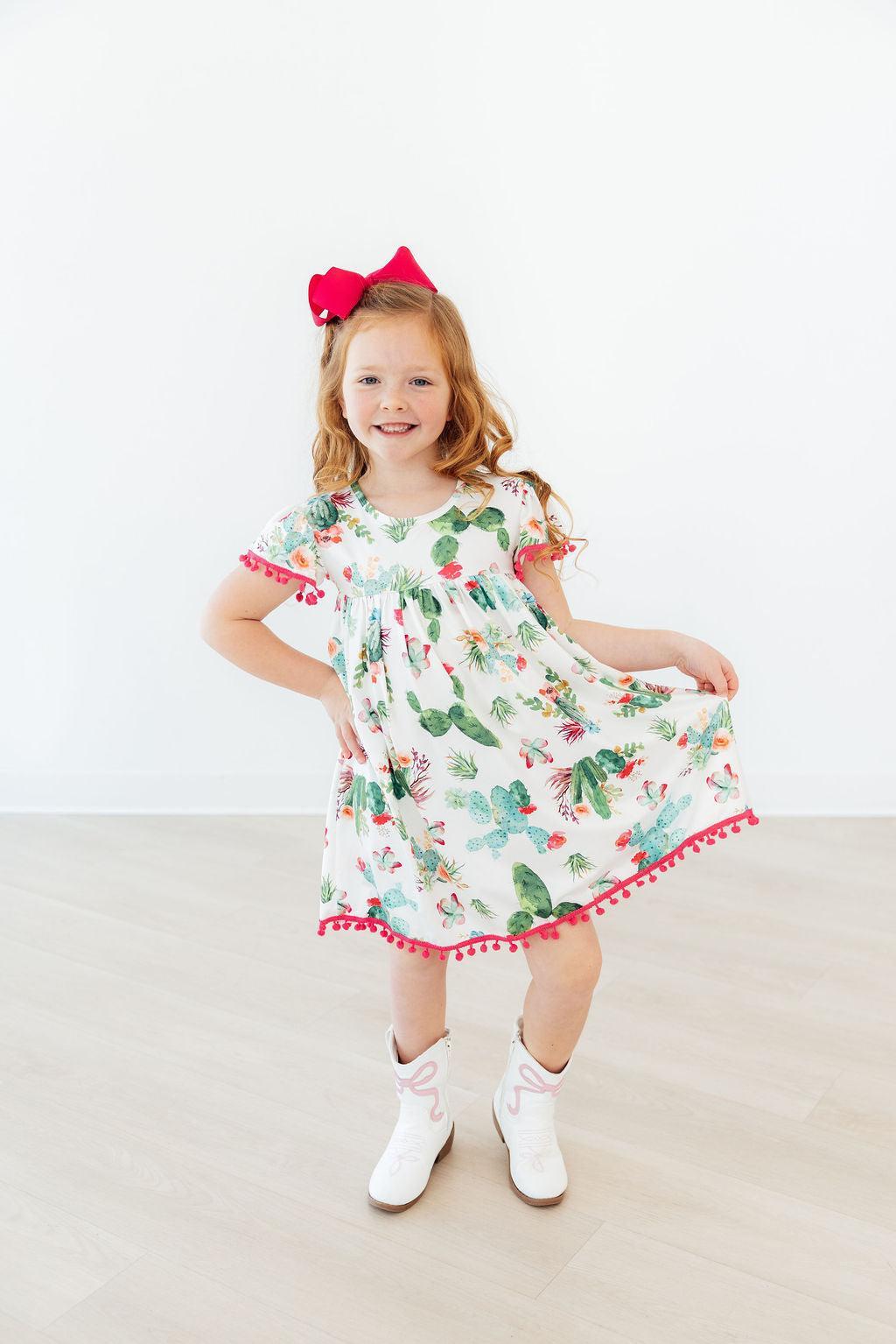 Mila & Rose ® Cute Cactus Pom Pom Dress — in-use photo