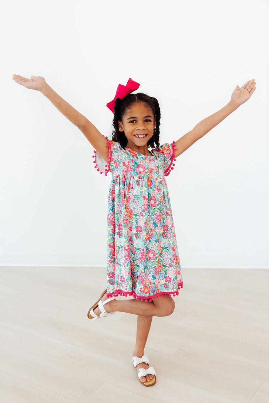Mila & Rose ® Preppy Petals Pom Pom Dress — detail close-up