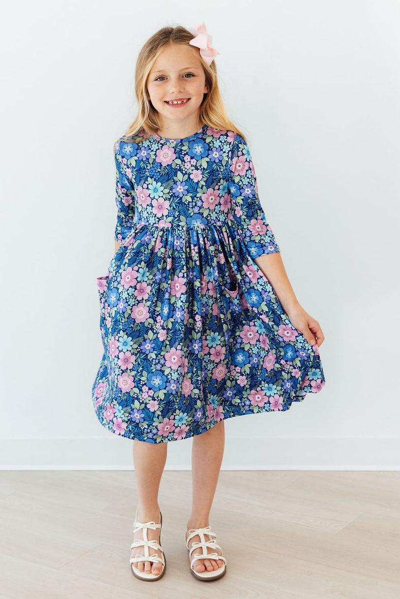 Mila & Rose ® Whimsy 3/4 Sleeve Pocket Twirl Dress — lifestyle context