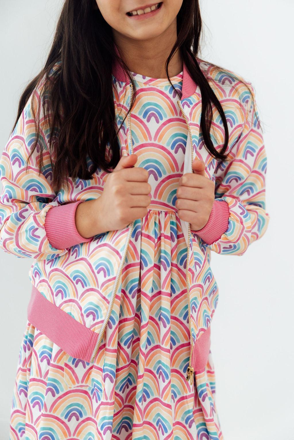 Mila & Rose ® Watercolor Rainbows Satin Jacket — main product shot