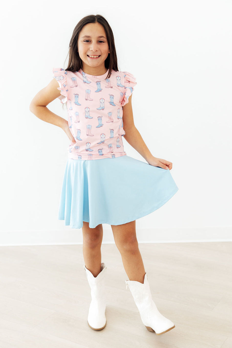 Mila & Rose ® Ribbons & Rodeos S/S Ruffle Tee — side view