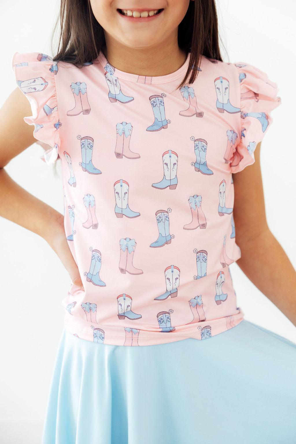 Mila & Rose ® Ribbons & Rodeos S/S Ruffle Tee — lifestyle context